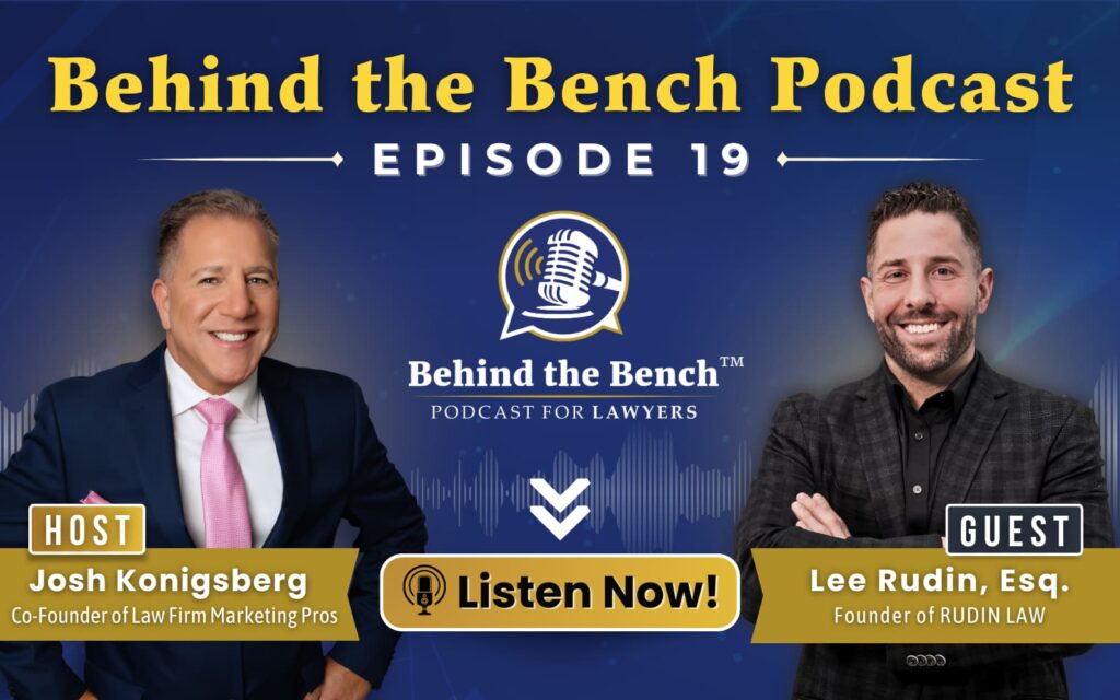 Why does a thriving law firm need authentic branding? Listen to Behind the Bench podcast now. Call 561-948-5001 for a free 15-minute client accelerator call.